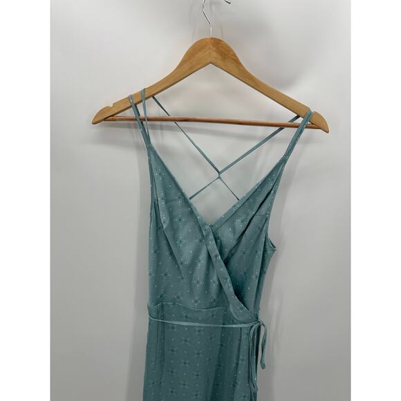 August 1 Eight Womens Faux Wrap Midi Dress Size M Blue Wedding Event Party - Picture 5 of 10